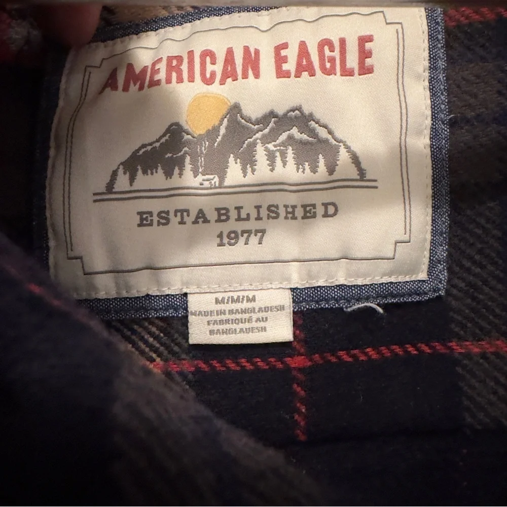 American Eagle Outfitters Men's Plaid Jacket - Navy and Tan